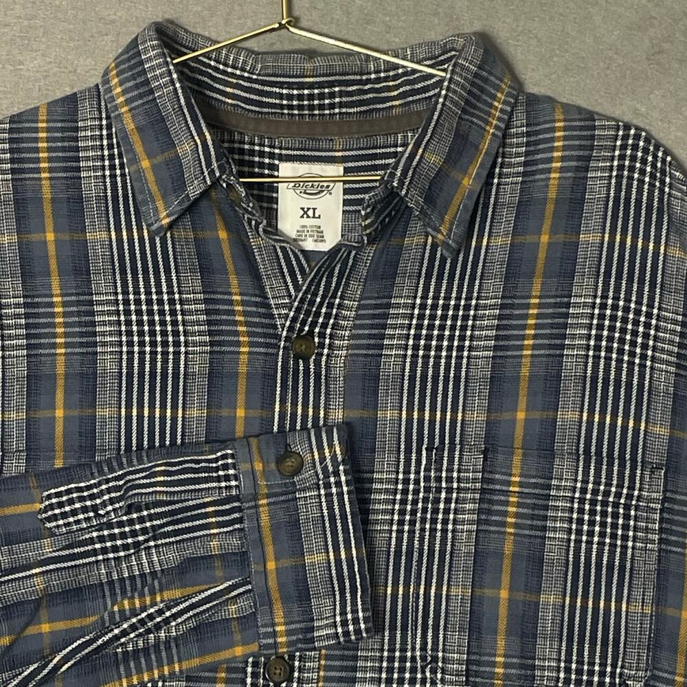 Dickies Mens Vintage Long Sleeve Heavyweight Plaid Button Up Flannel Size XL
